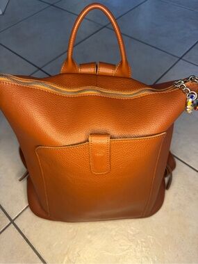 Terrida Luxury Travel Backpack Leather Brown/Blue Murano 16x14x6